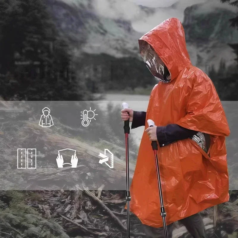 Emergency Poncho Rain - Wodoodporny i ciepły ponczo przeciwdeszczowe z